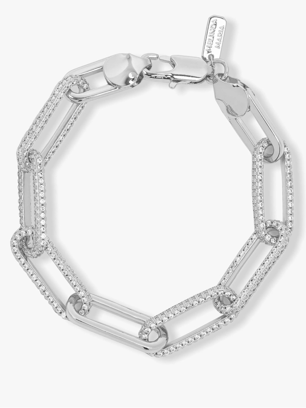 New Melinda Maria Carrie Pavé Chain Link Bracelet 5.5" Silver W/ Diamondettes $1